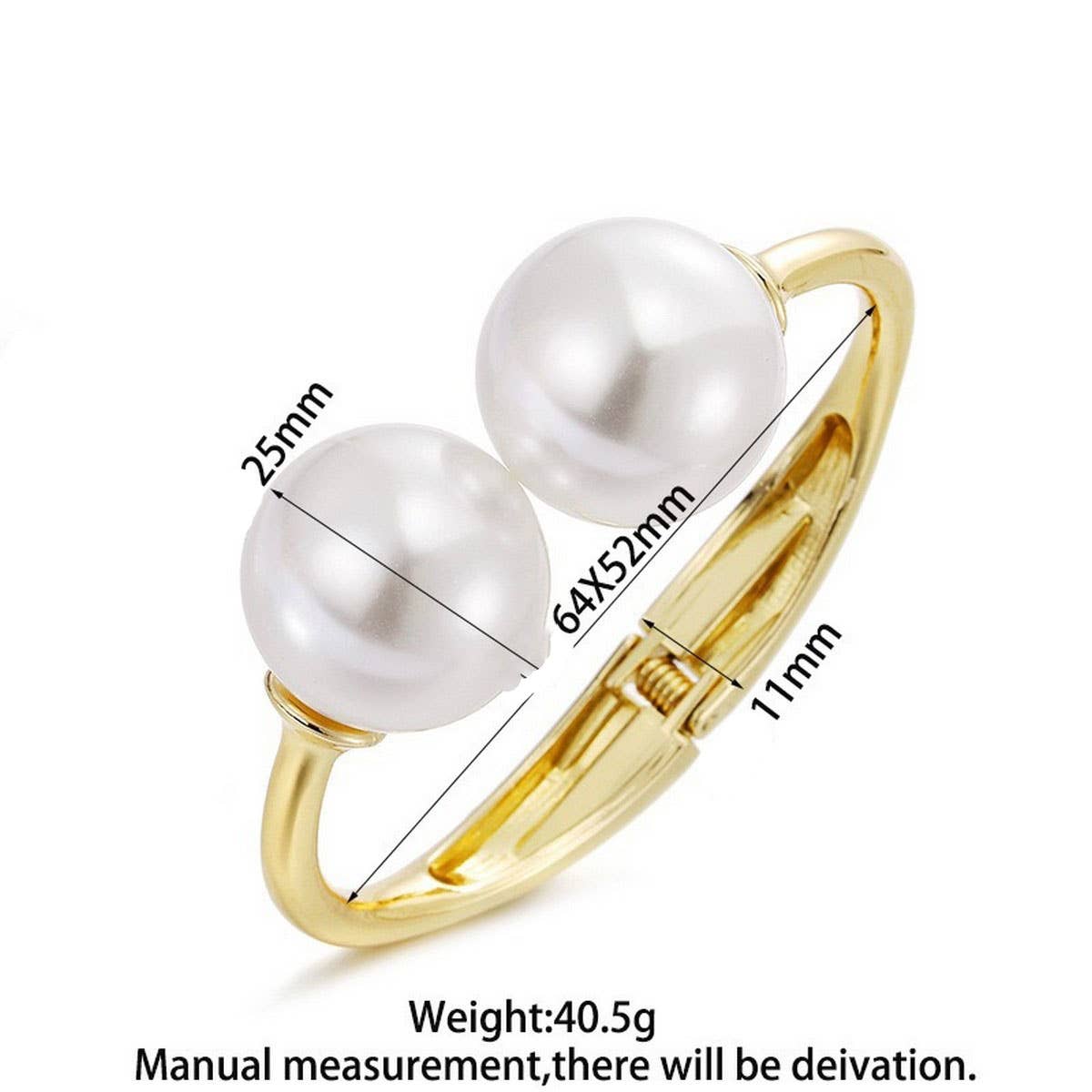 Pearl Open Metal Cuff Bracelet