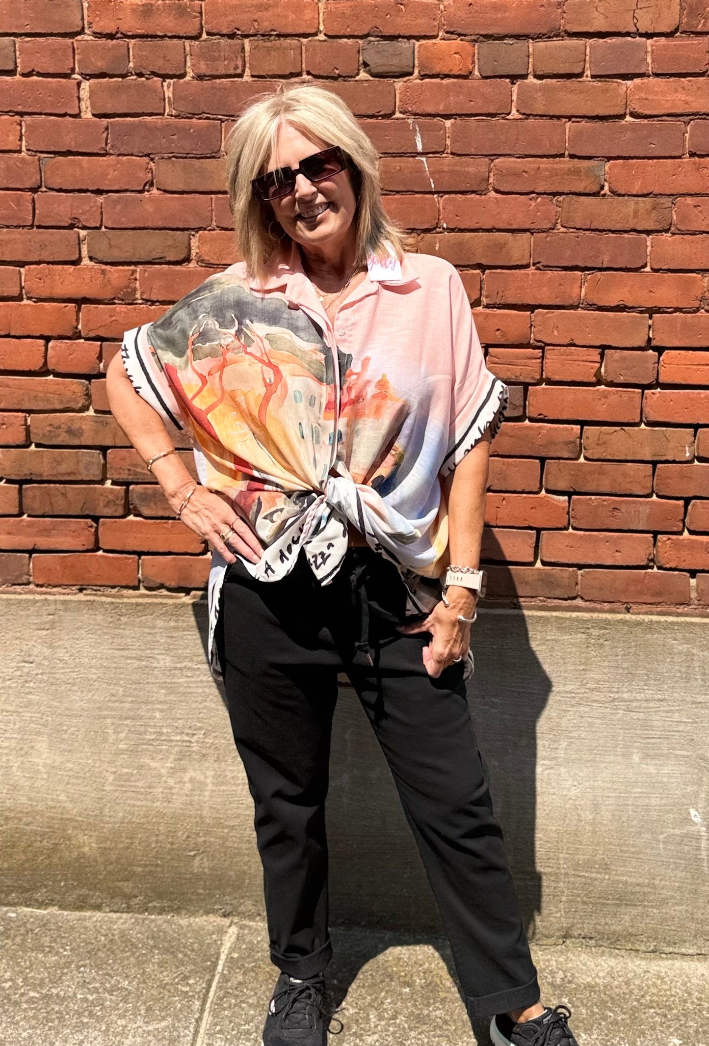 Yolly Oversizes Button up Shirt with Italy scene 1040