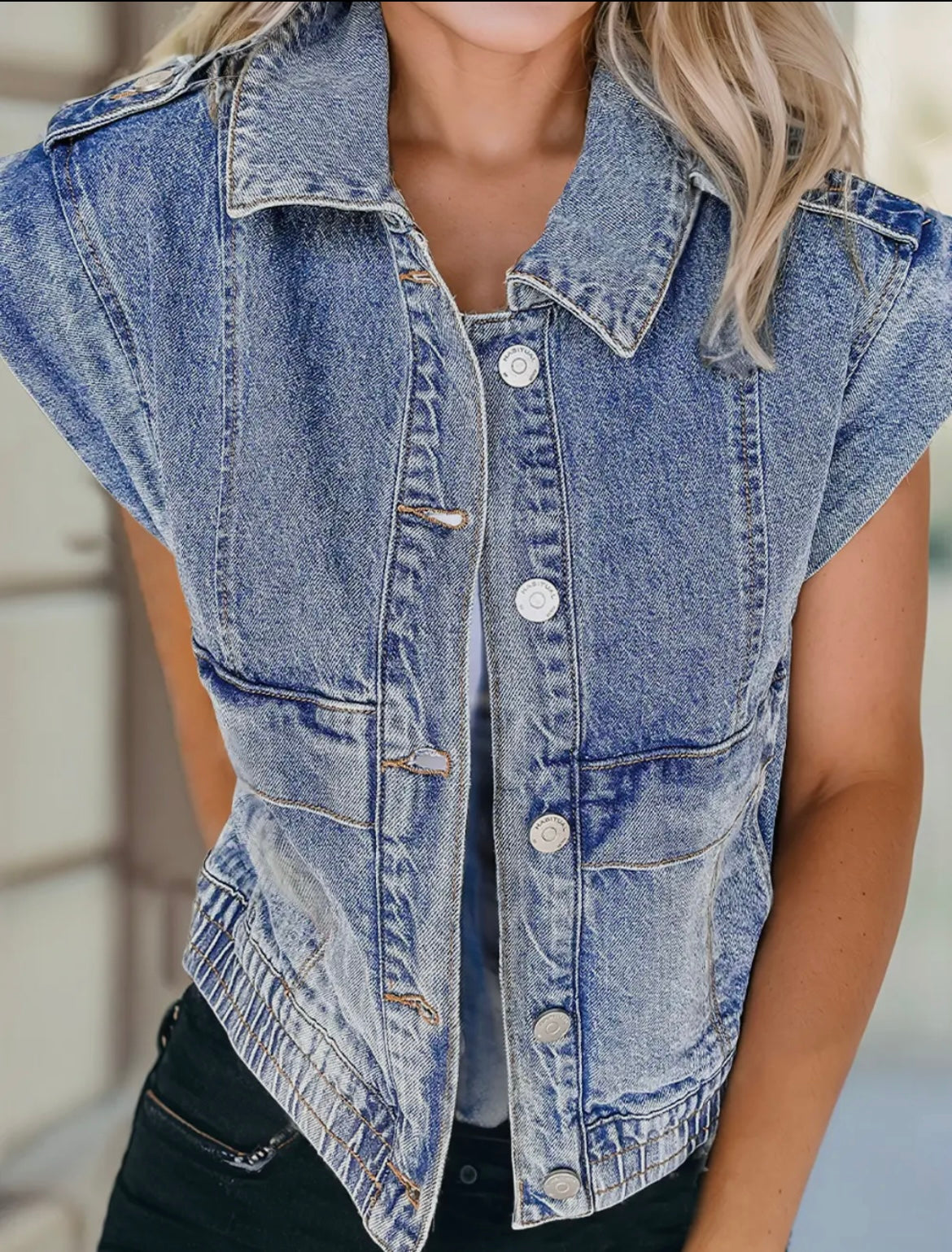 sleeveless denim vest