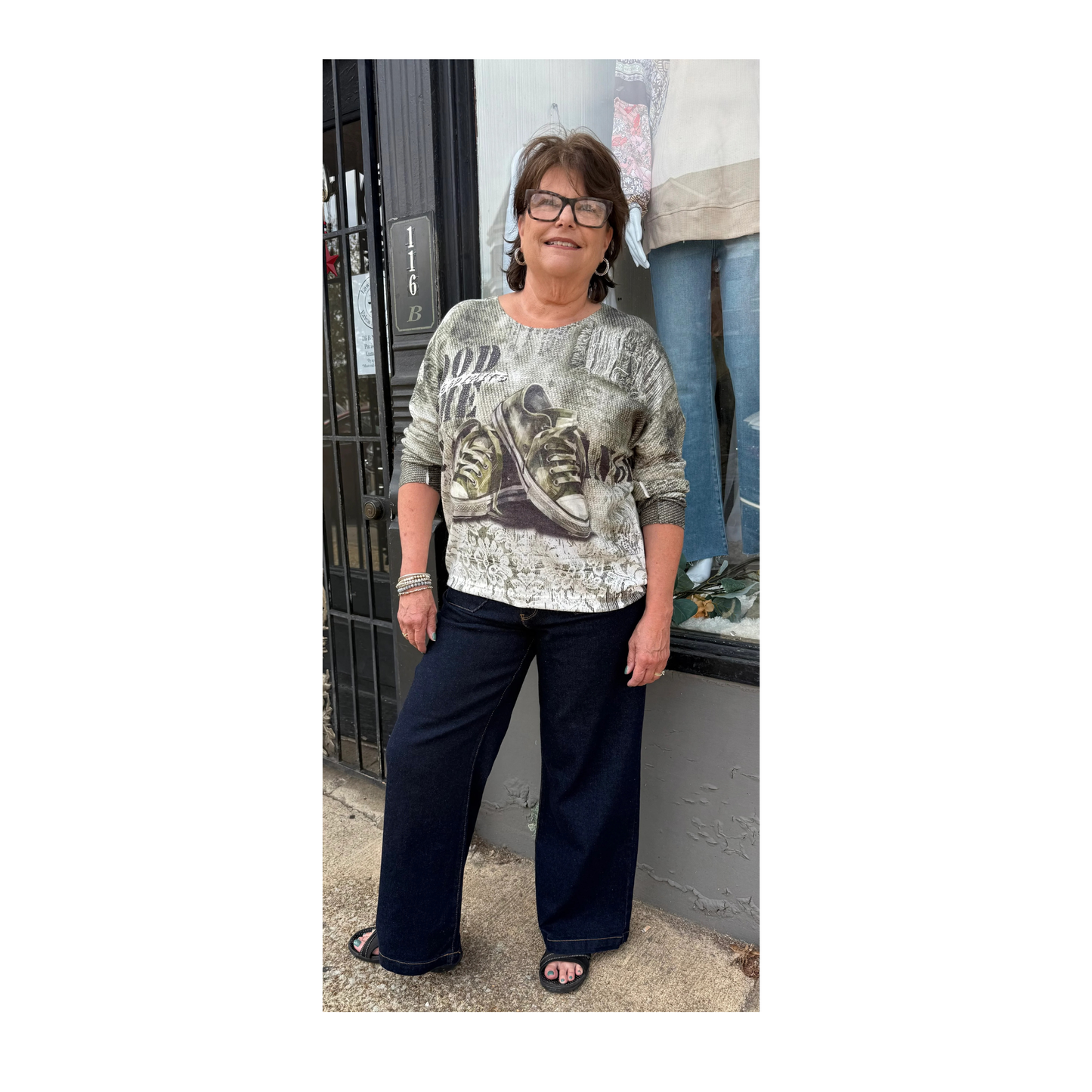 Just Black Dark Denim Wide Leg Jeans | La Tour Salon of Paris Boutique