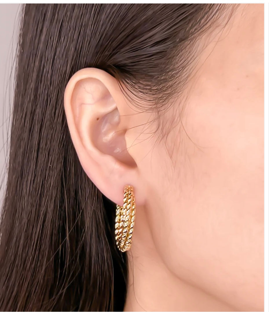 LER246 Twisted Hoops Earrings
