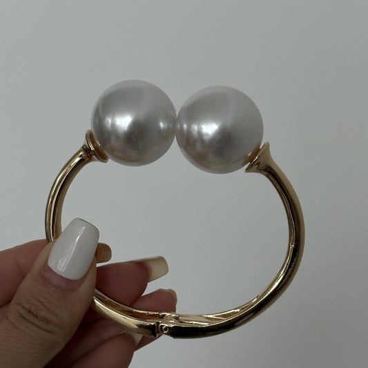 Pearl Open Metal Cuff Bracelet