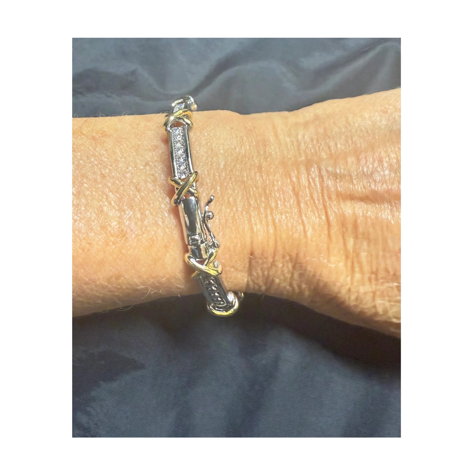 Designer-Inspired X-Link CZ Bangle Bracelet