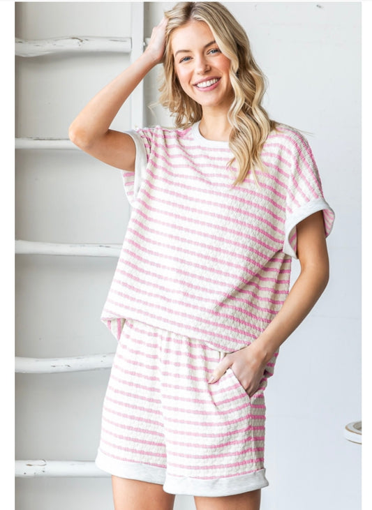 Heimish EP6844-10 Shorts set Cream\Pink