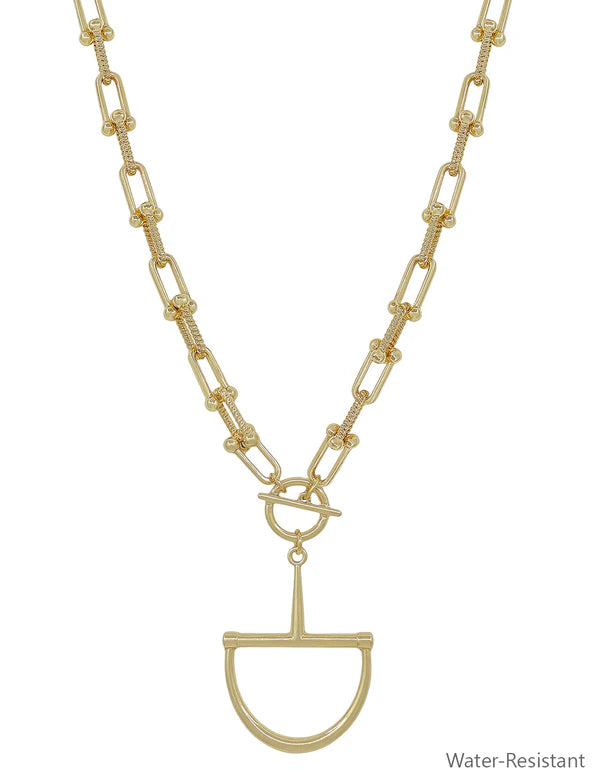 Gold Thick Chain Necklace with Horsebit | 16"-18"