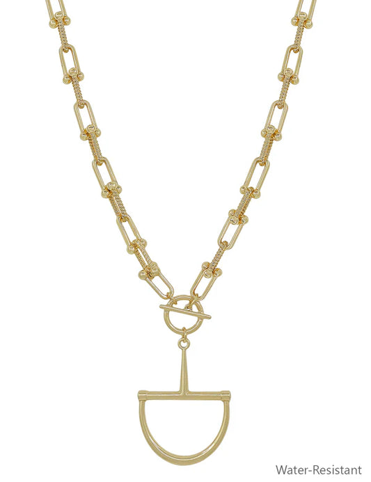 Gold Thick Chain Necklace with Horsebit | 16"-18"