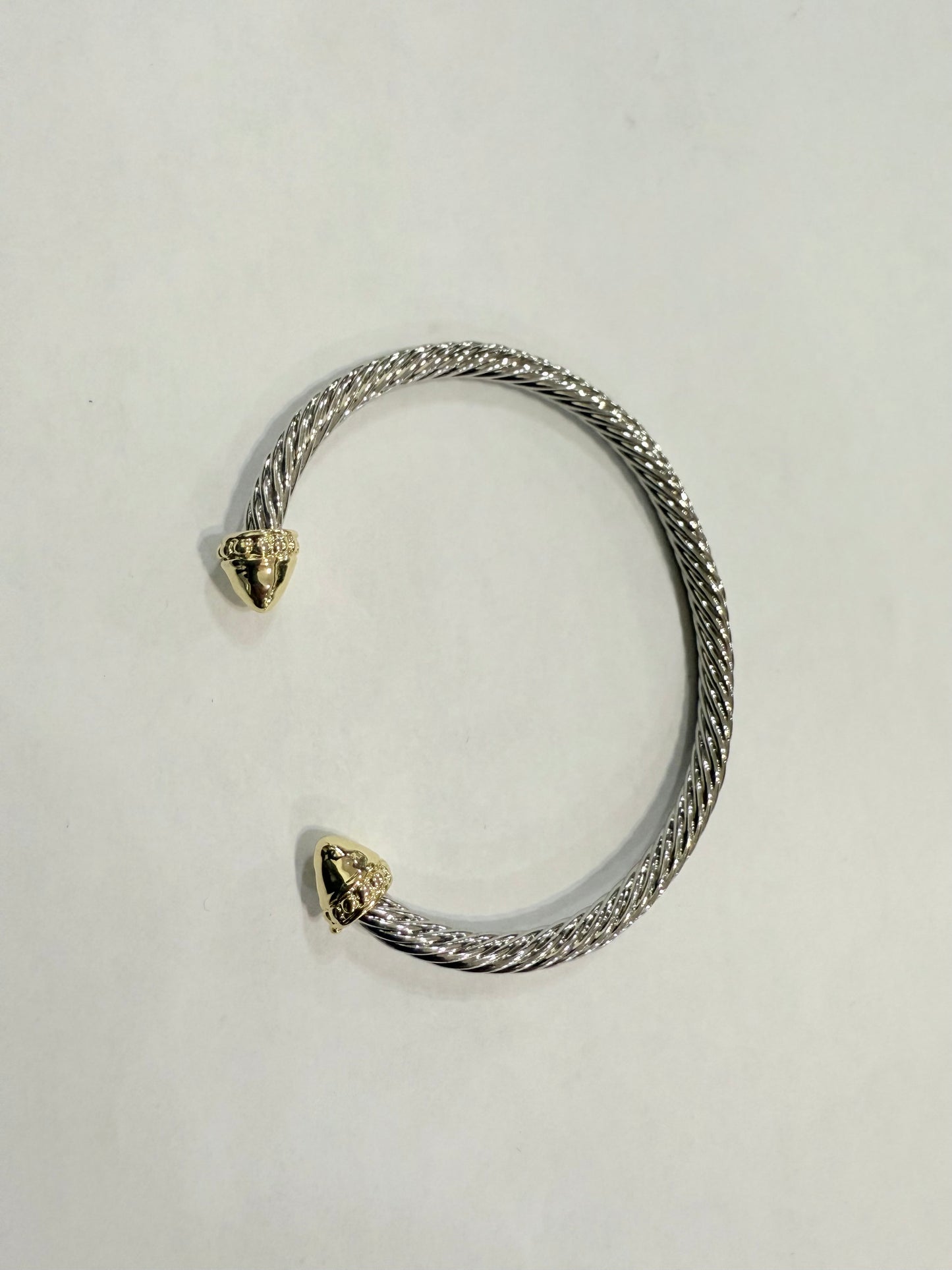 Designer-Inspired Two-Tone Cable Bracelet with Gold End Caps – La Tour Salon of Paris