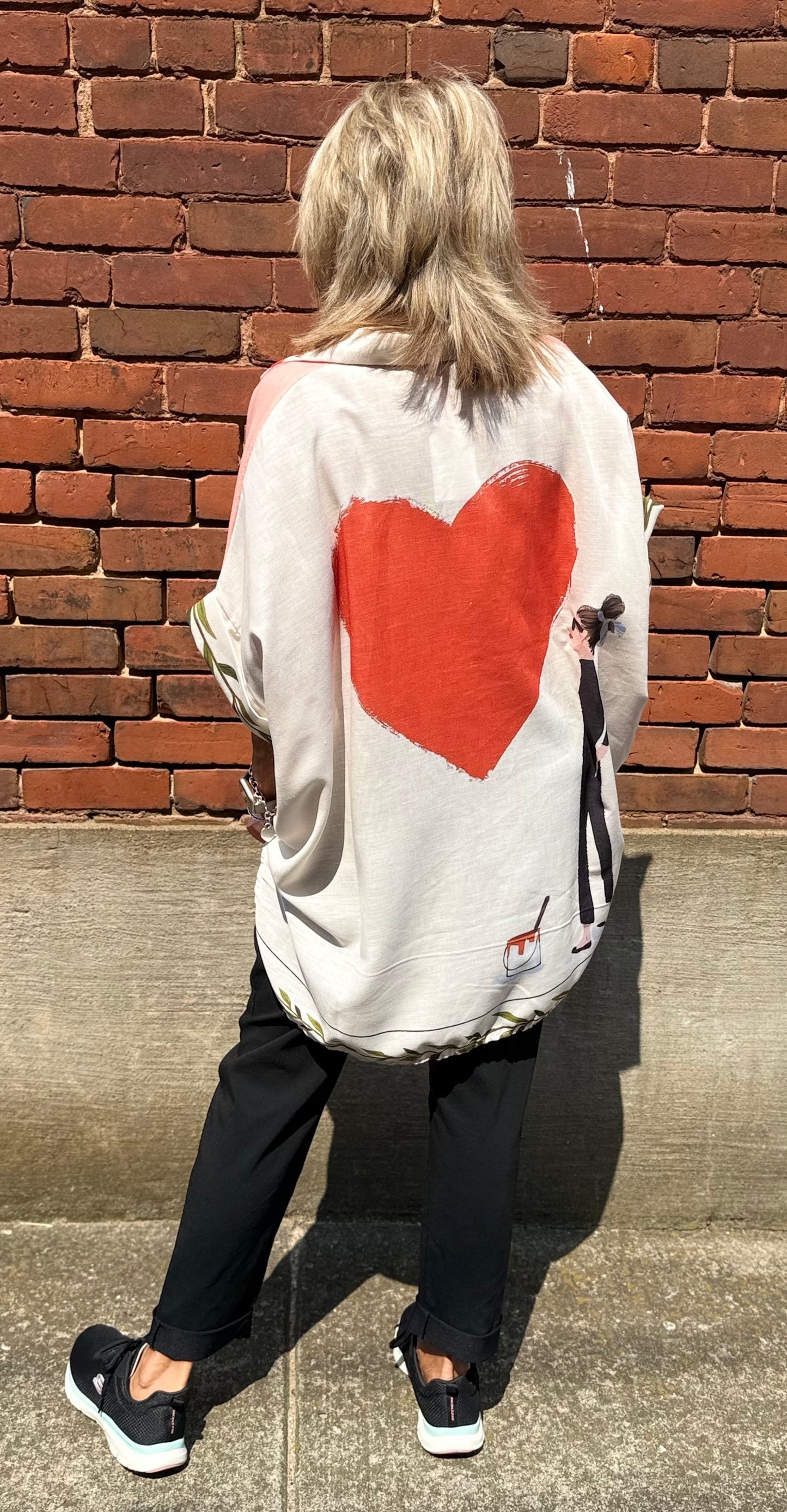 Yolly Oversized Buttom up Short Sleeves With Heart on the back