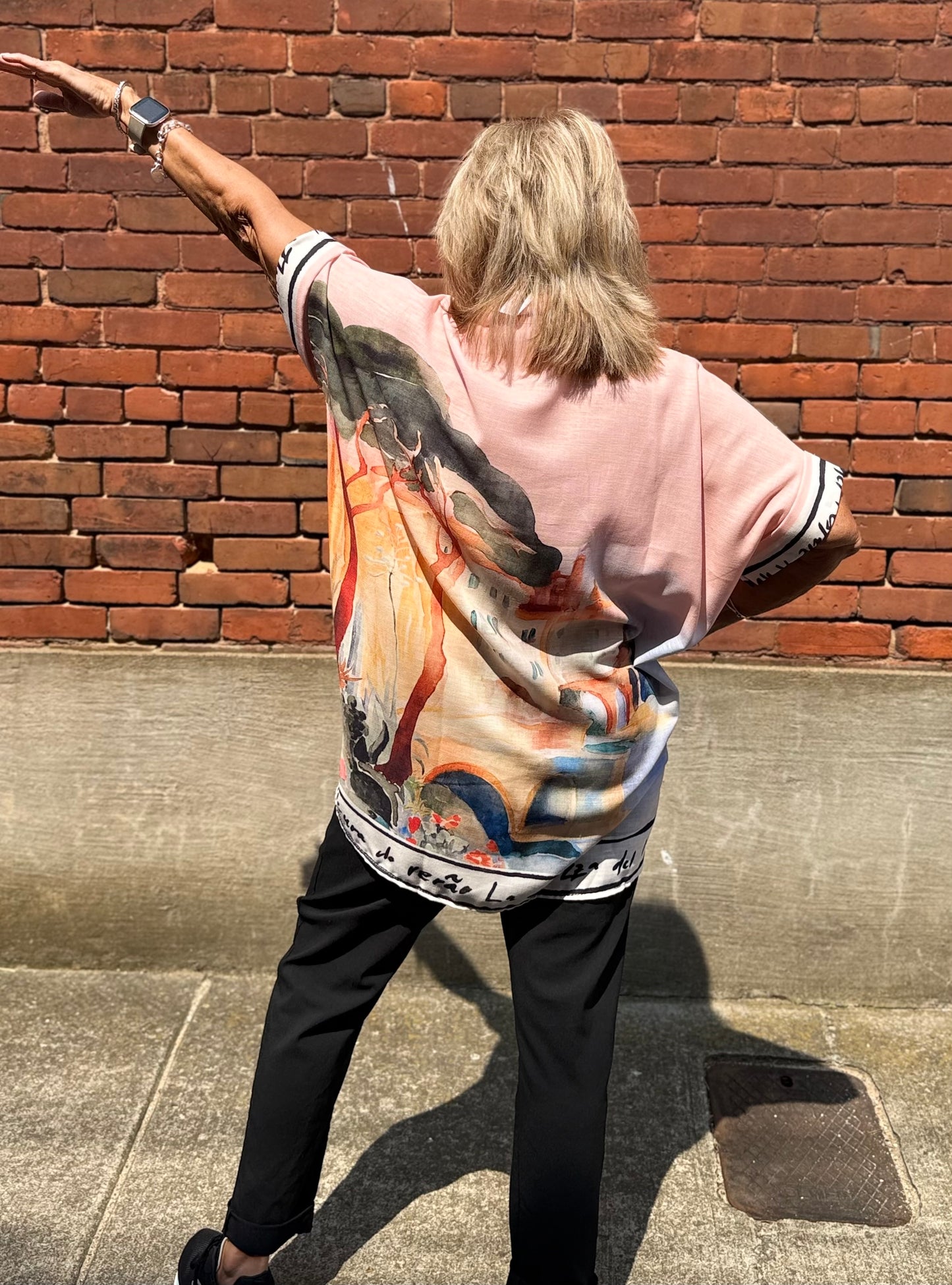 Yolly Oversizes Button up Shirt with Italy scene 1040