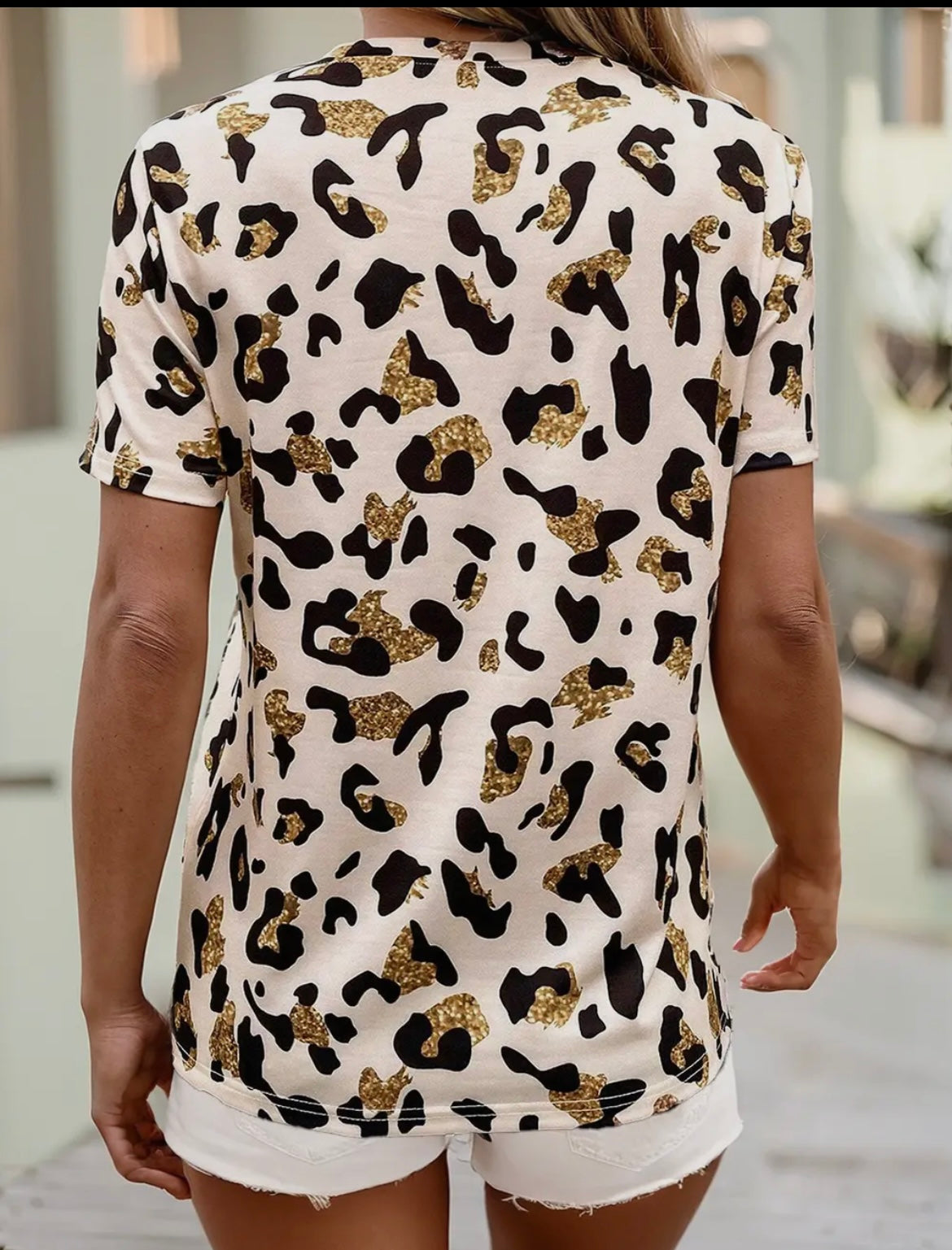 short sleeve Leopard print Top