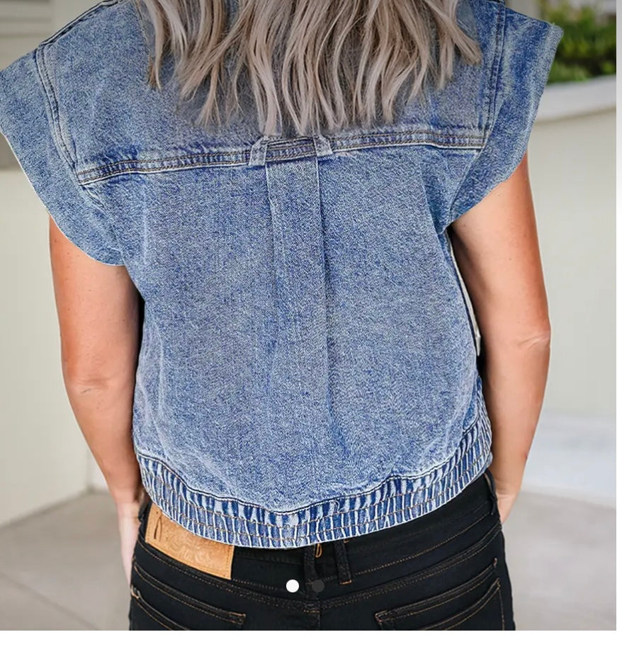 sleeveless denim vest