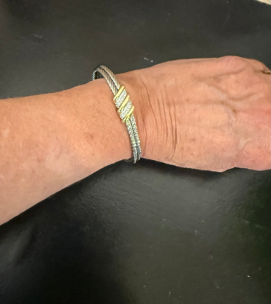 Designer-Inspired Two-Tone Cable Cuff Bracelet – La Tour Salon of Paris