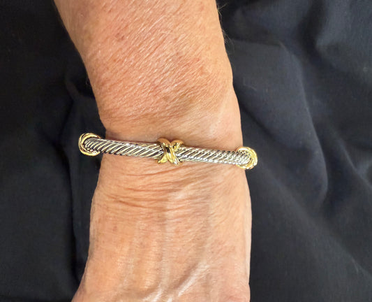 Designer-Inspired Two-Tone Cable Bracelet 24148 – La Tour Salon of Paris