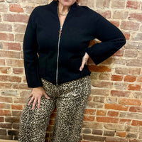 Black Zip-Up Cardigan – La Tour Salon of Paris