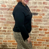 Black Zip-Up Cardigan – La Tour Salon of Paris