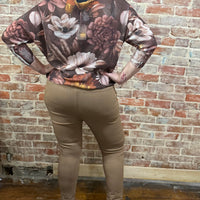 Brown Floral Sweater Top | La Tour Salon of Paris Boutique