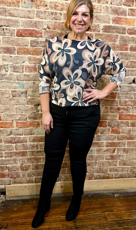 Navy Retro Floral Sweater – La Tour Salon of Paris