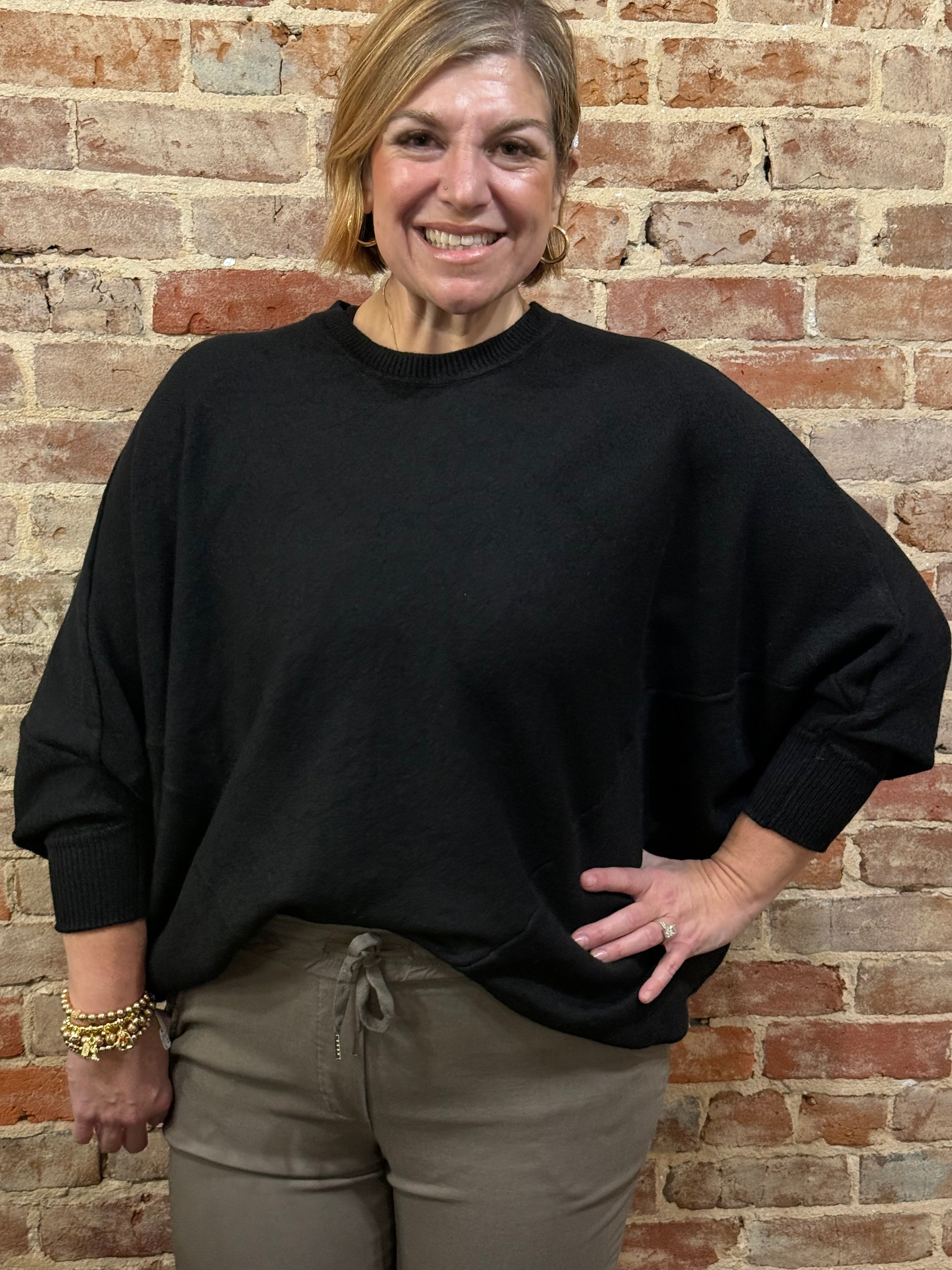 Batwing Sweater –  Black- La Tour Salon of Paris