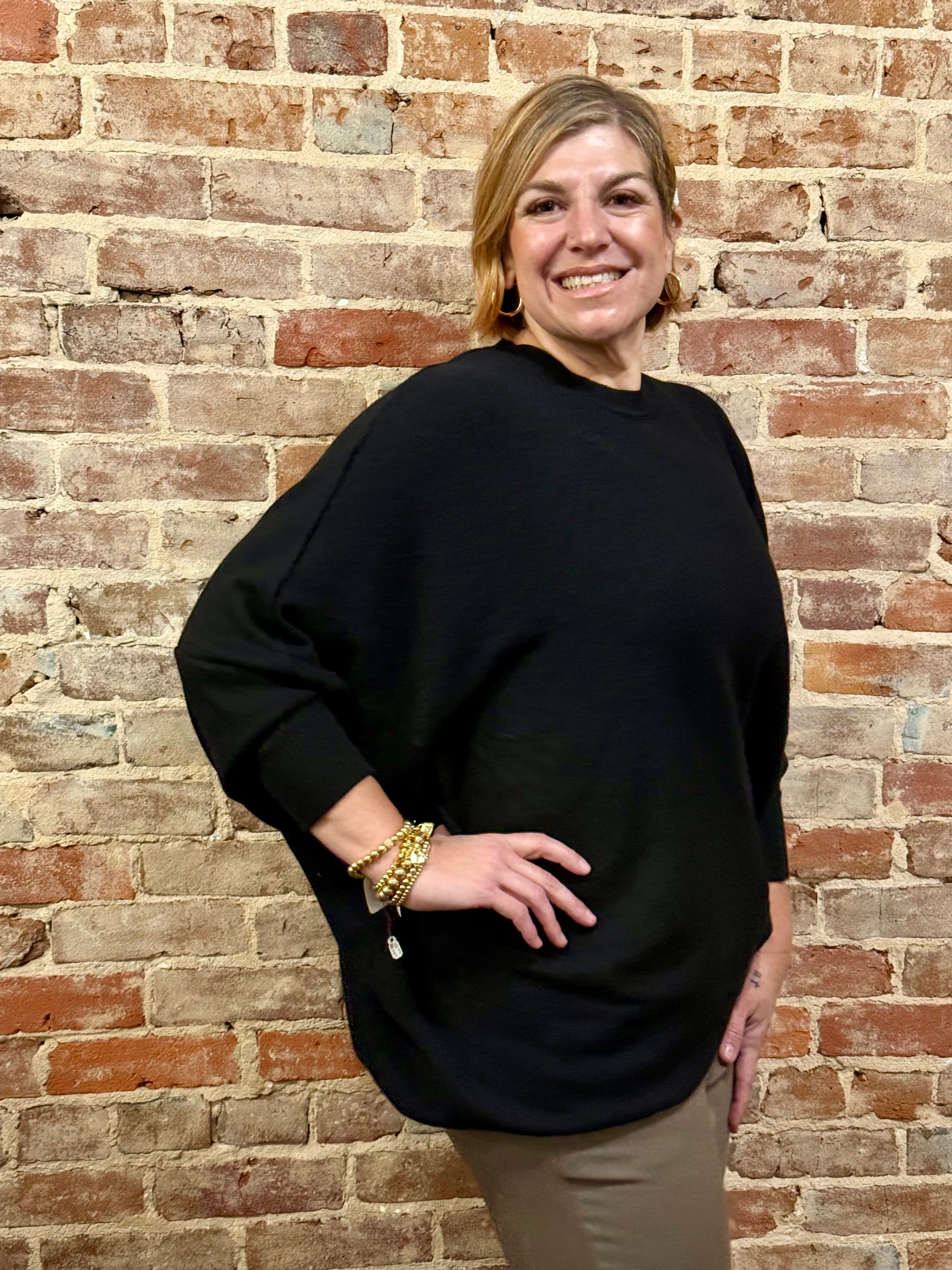 Batwing Sweater –  Black- La Tour Salon of Paris