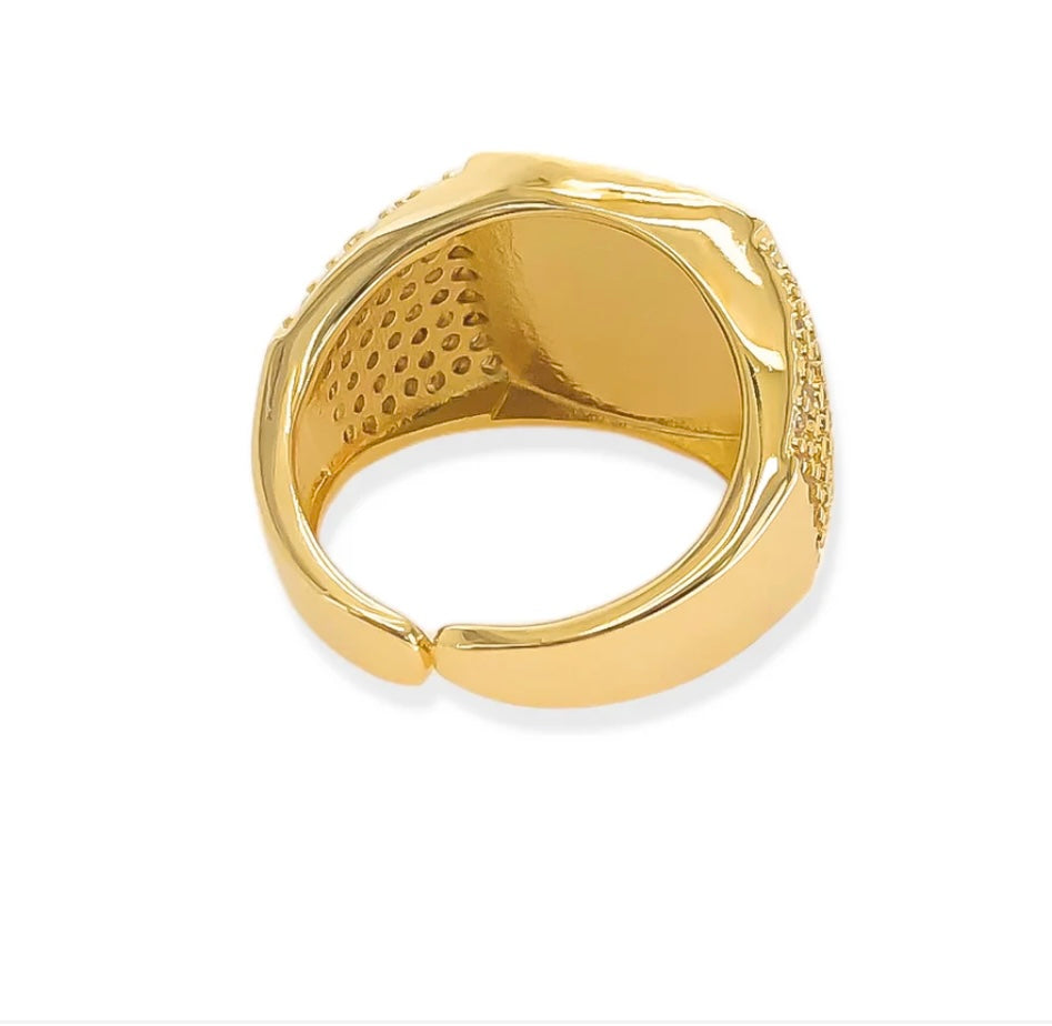 LRN292 adjustable mother of pearl cz ring