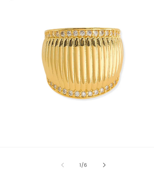 LRN318 CZ Ribbed ring