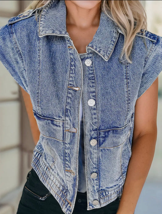 sleeveless denim vest