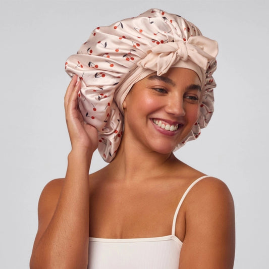 Kitsch Satin Sleep Bonnet – Cherry Print