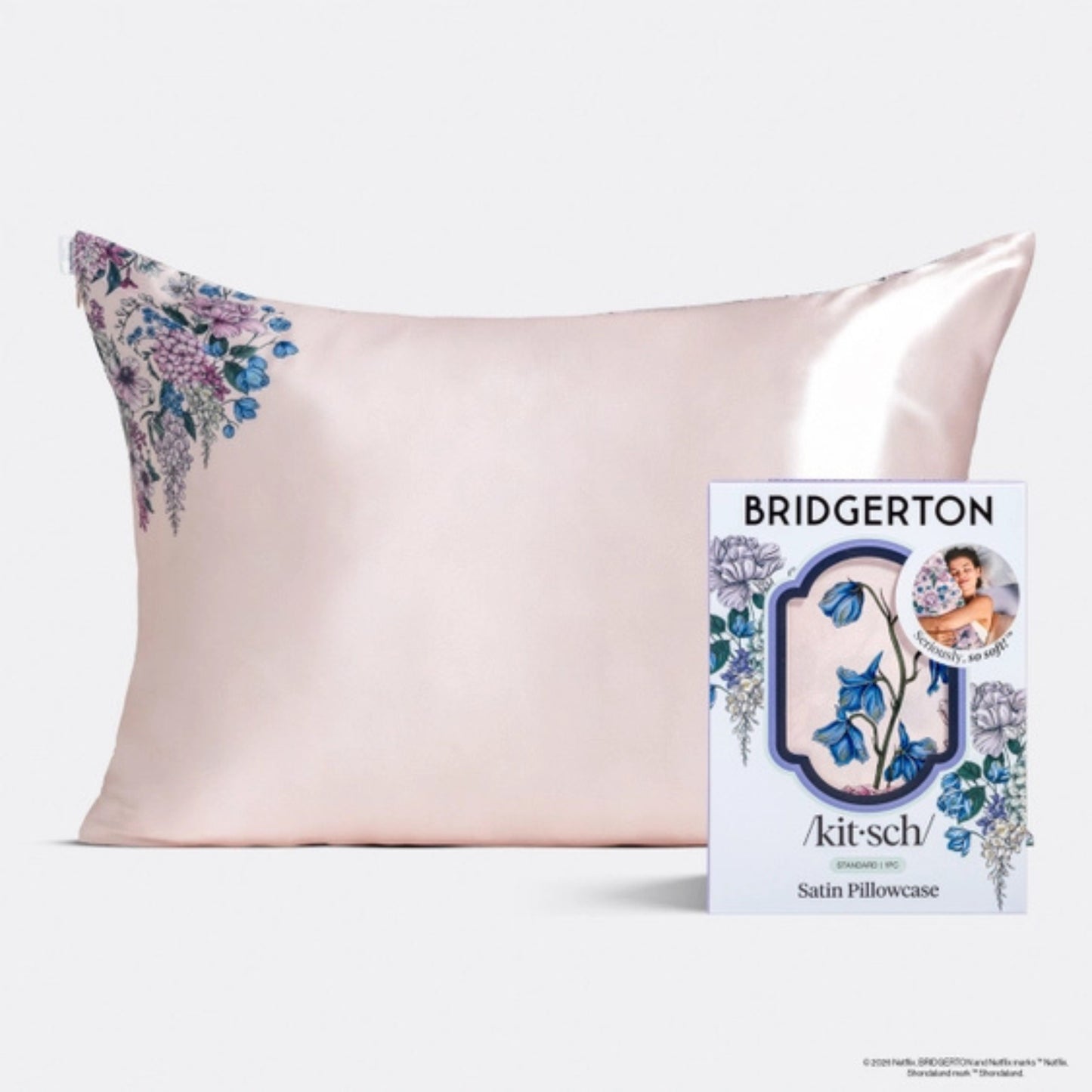 Bridgerton x Kitsch Satin Pillowcase – Wisteria Pink