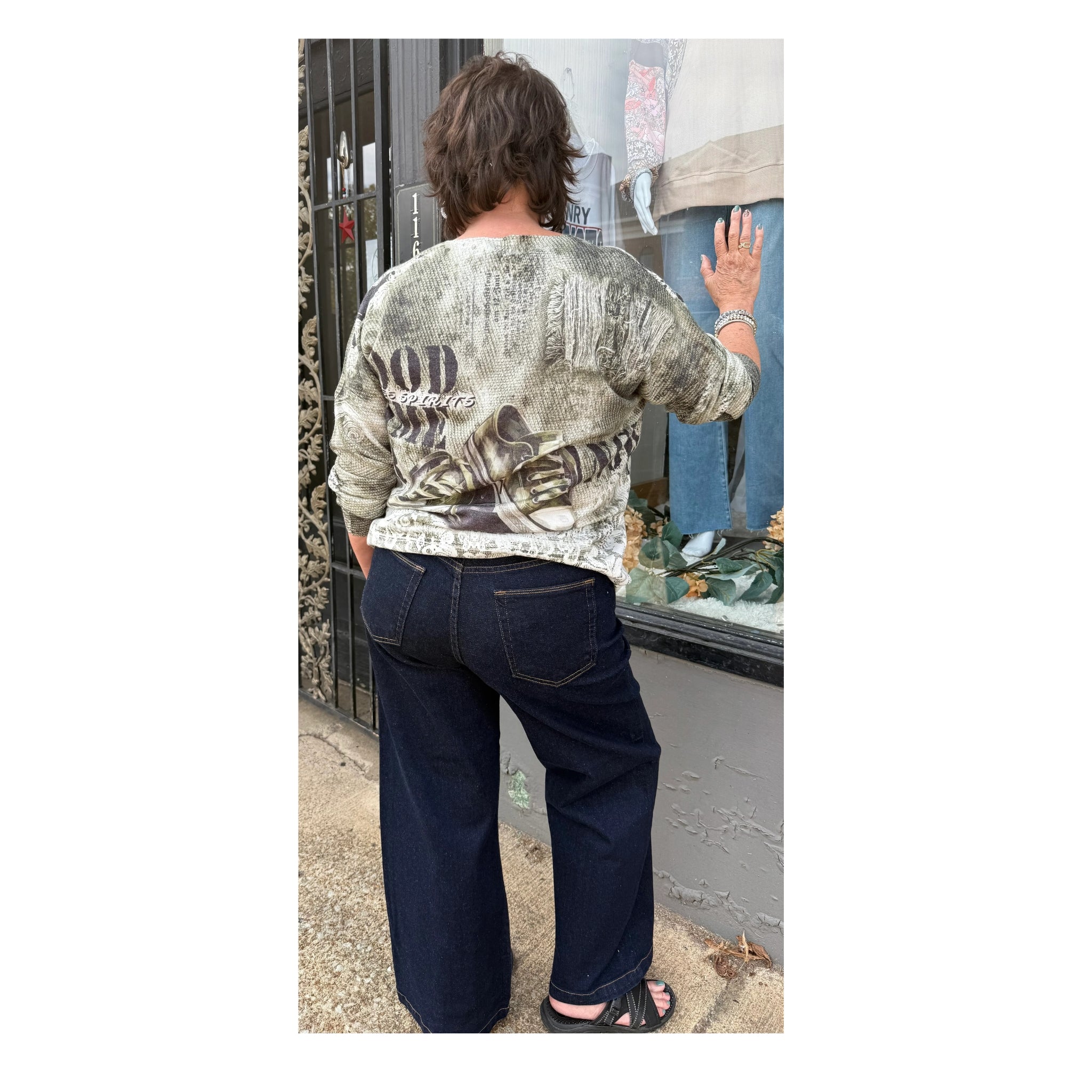 Just Black Dark Denim Wide Leg Jeans | La Tour Salon of Paris Boutique