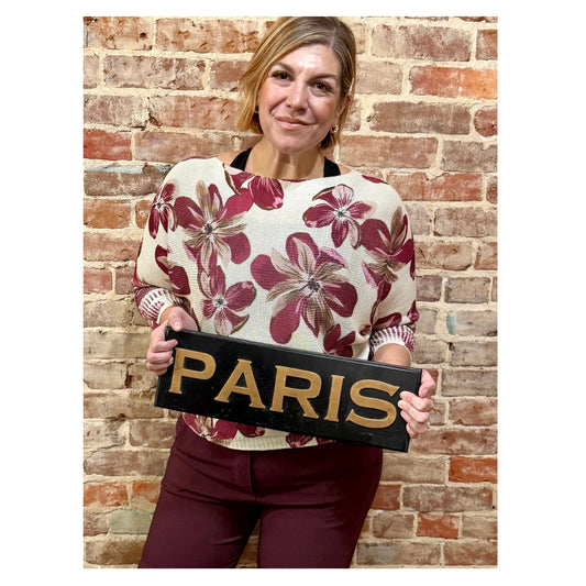 Plum Floral Knit Sweater Top | La Tour Salon of Paris Boutique