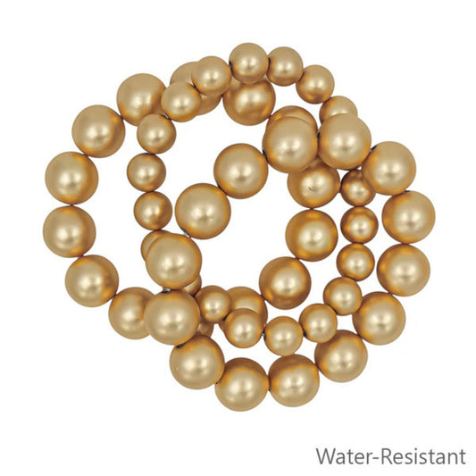 Water Resistant Set of 3 Beaded Matte Gold Stretch Bracelets | 10MM & 15MM