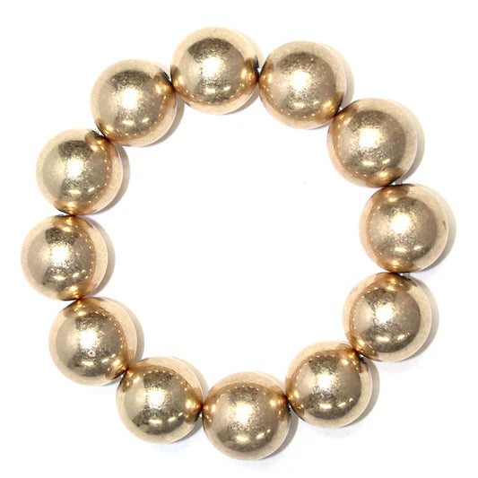 Worn Gold Large Beaded Stretch Bracelet