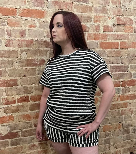 Heimish Cream and Black short Set