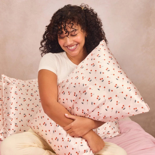 Kitsch Satin Pillowcase – Cherry Print with Cherry Design