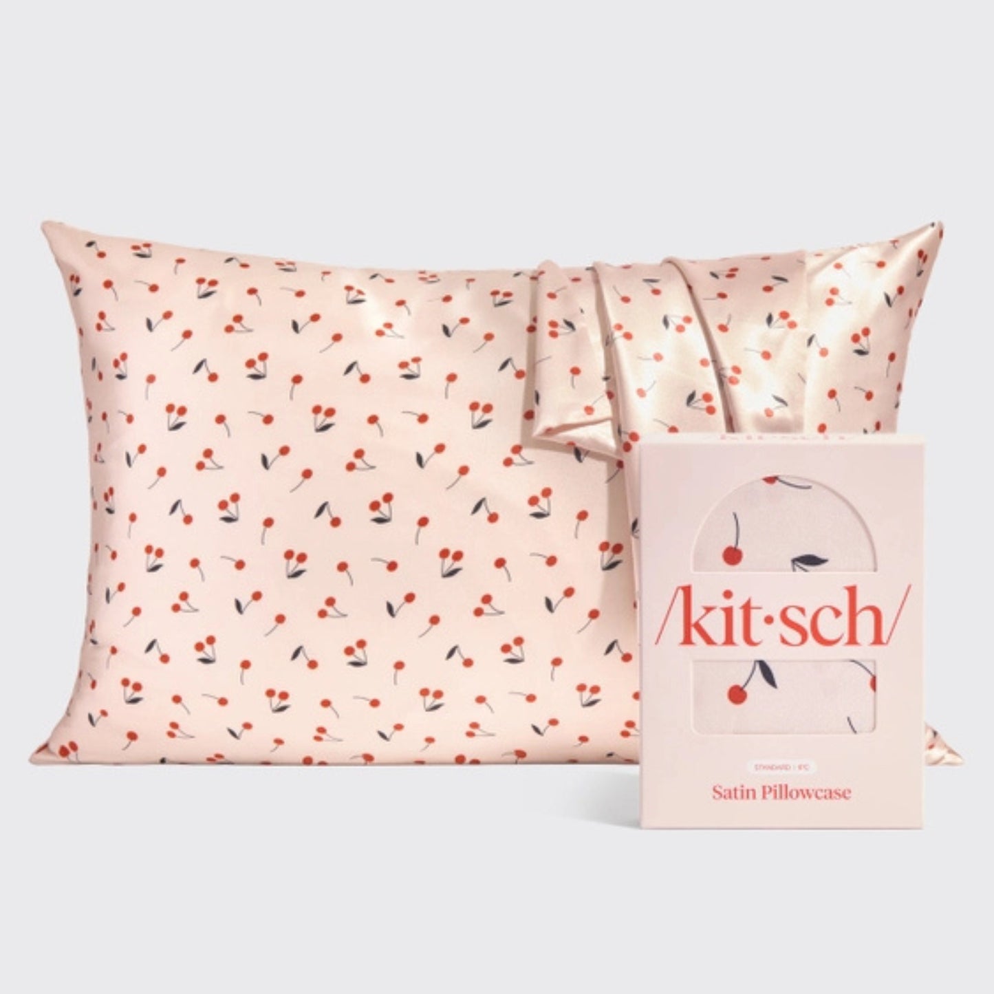 Kitsch Satin Pillowcase – Cherry Print with Cherry Design