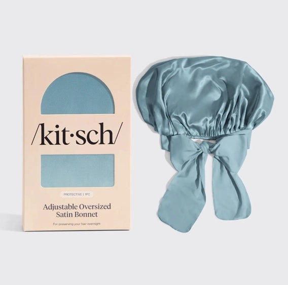 Kitsch Oversized Satin Sleep Bonnet – Hazel Blue