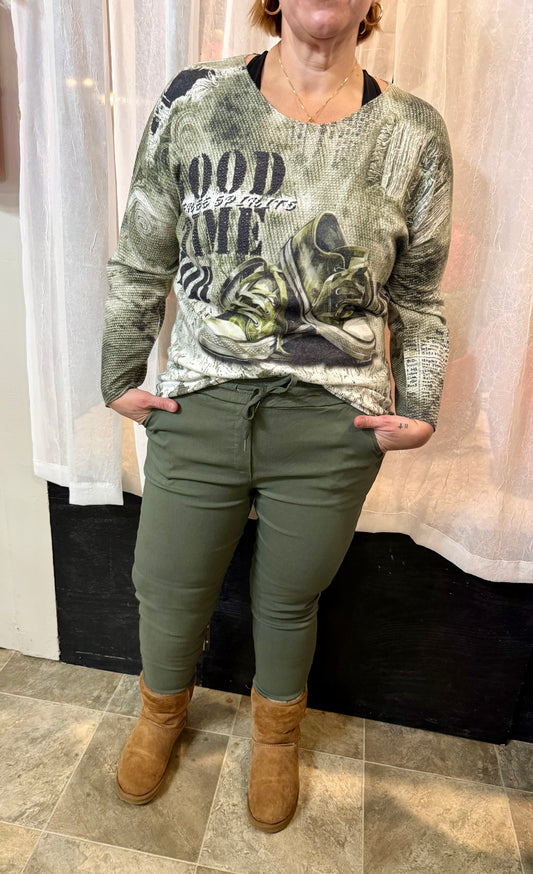 Spinach Magic Pants - La Tour Salon of Paris